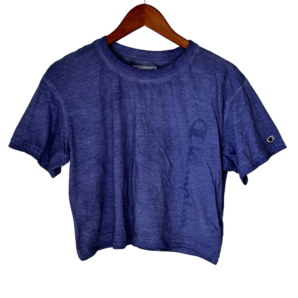 Champion Crop Top Tee Shirt Deep Forte Blue Women's Size Medium